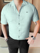 Turbo Designer Motif Embossed Casual Shirt In Sea Foam