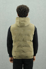 Adds Embossed Logo Detachable Hood Imported Men's Gilet