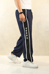 Turbo Panel Typography Micro Loose fit Trouser in Navy Blue