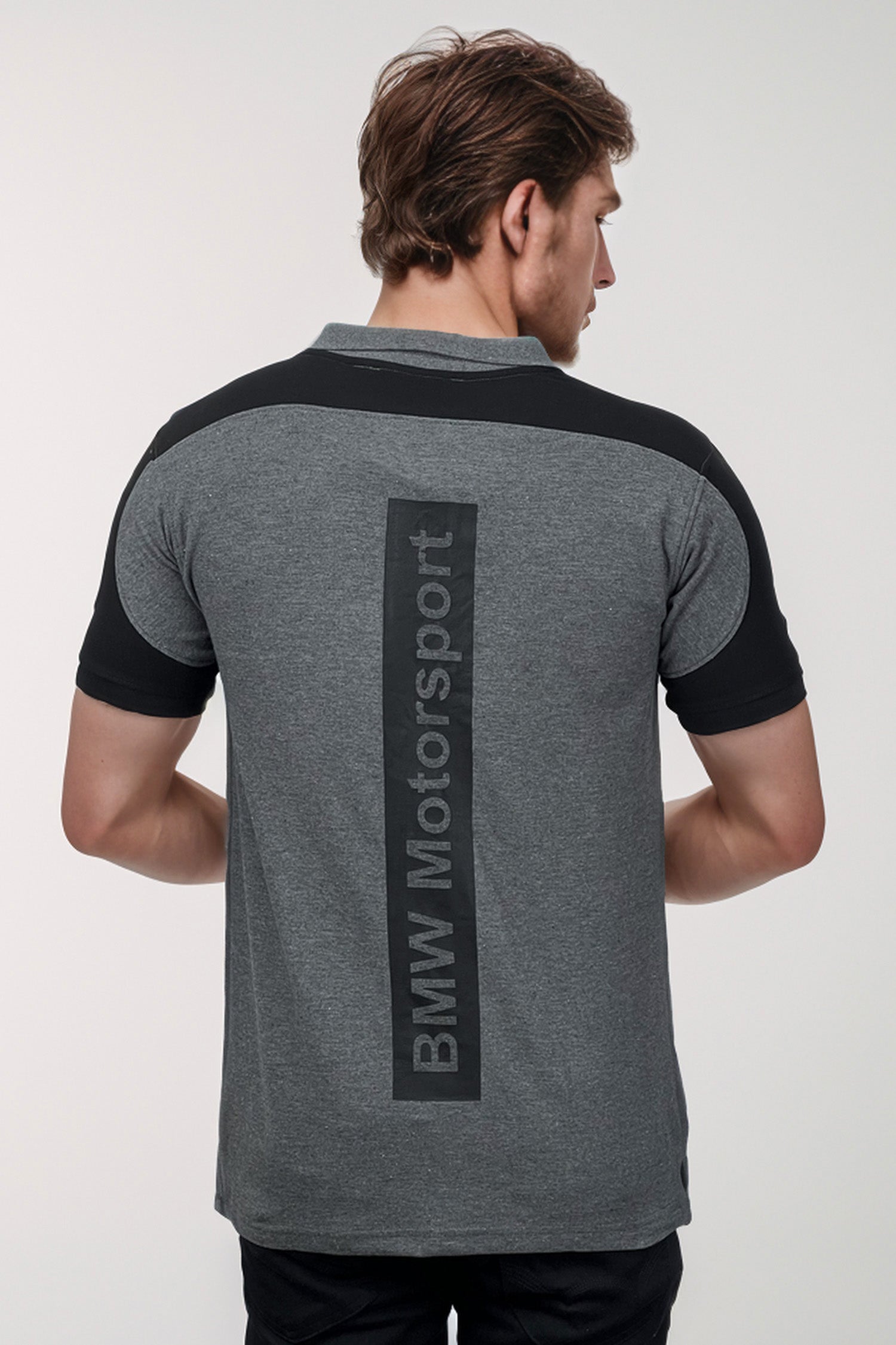 BMW Front Patch Logo Men Polo Shirts In Charcoal