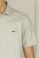 Turbo Creamline Striped Comfort Casual Shirt In Light Moss Green