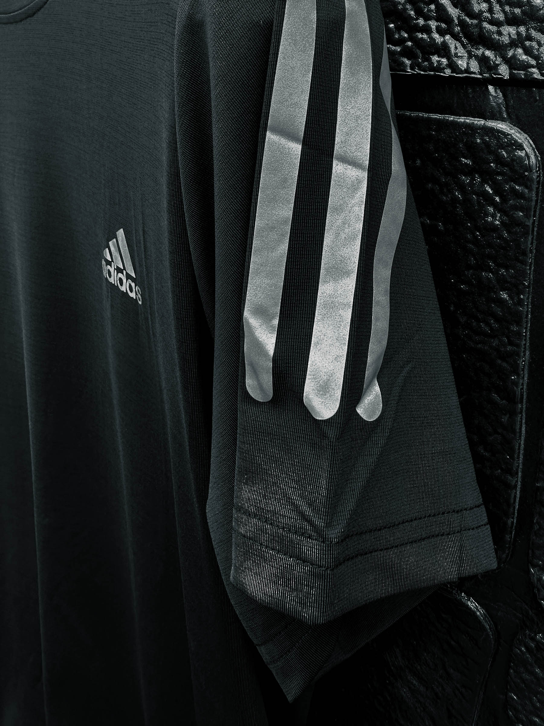 Imported Dry Fit Tee With Reflector Logo In Charcoal Grey