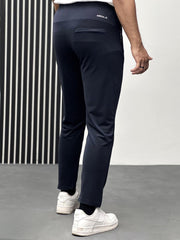 Men Imported Trouser With Reflector Logo In Dark Navy