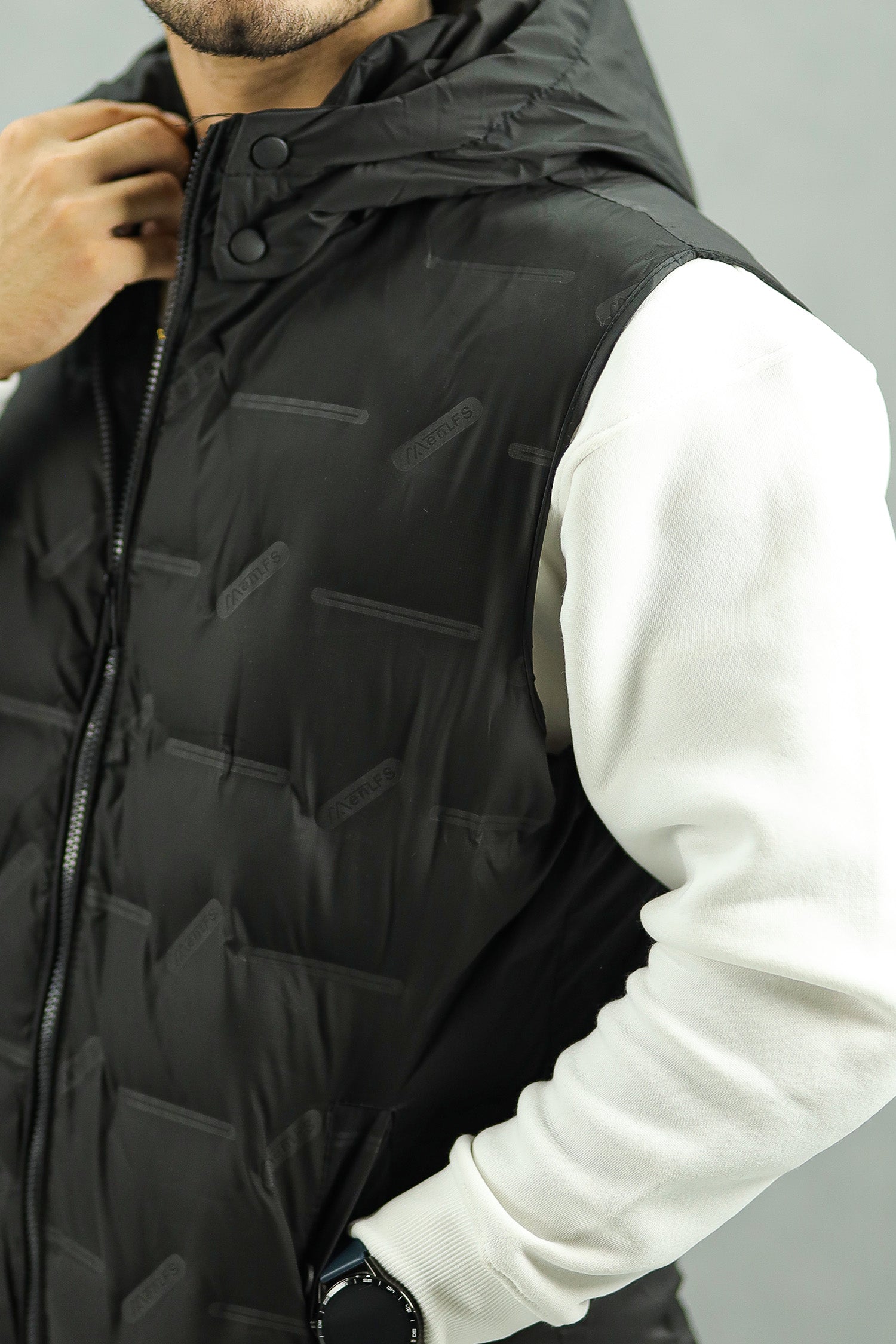 Plain Padded Hood Quilted Imported Men's Gilet