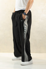 Turbo Side Panel Full Zipper Micro Baggy Trouser In Black