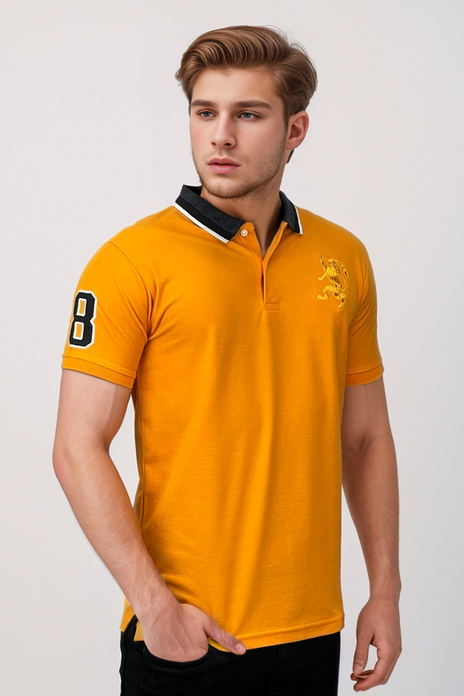 Giordno Front Logo Men Polo Shirts