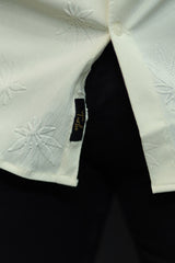 Embossed Leaf Floral All Over Casual Shirt In Beige