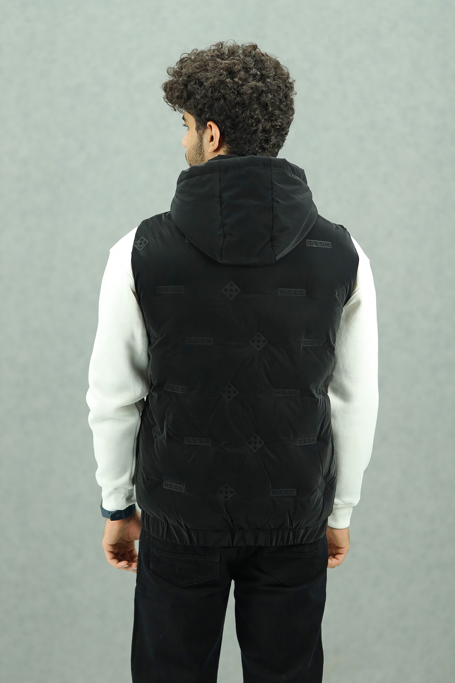 Adds Embossed Logo Detachable Hood Imported Men's Gilet