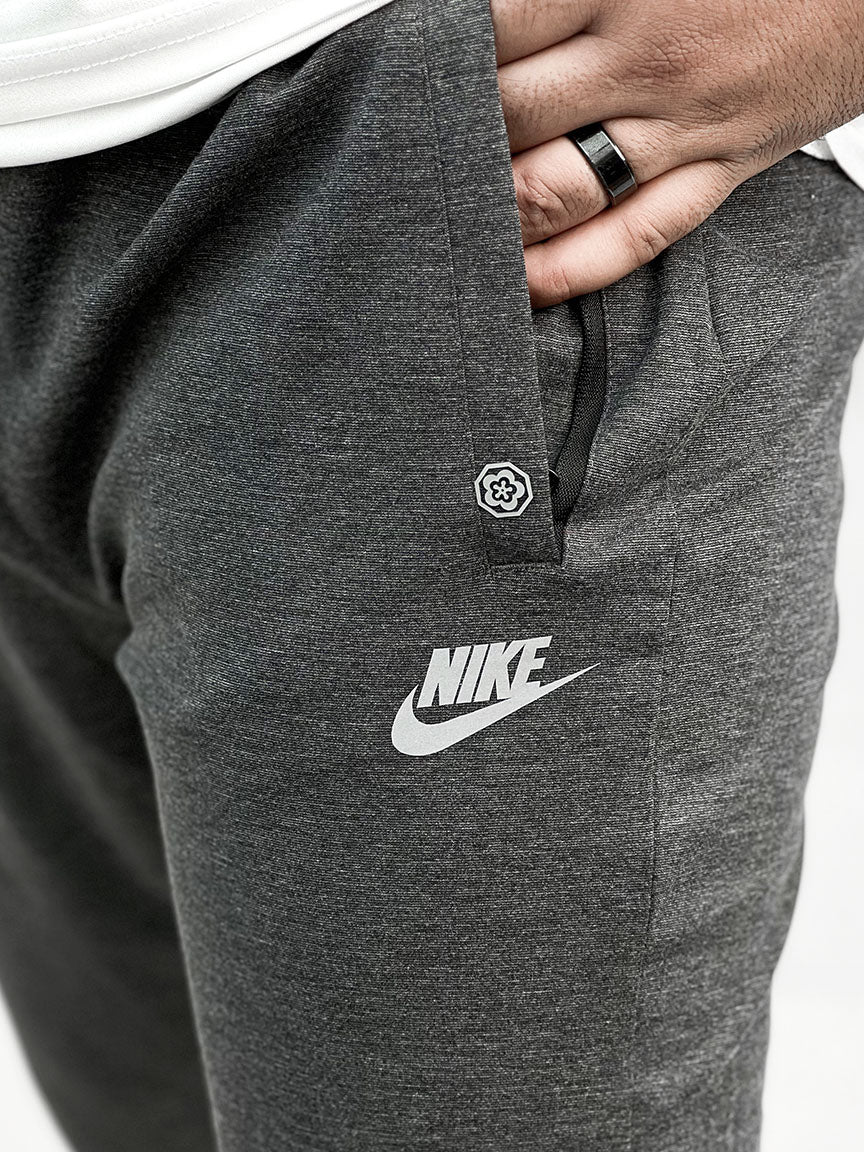 NKE Front Print Logo Men Trouser In Charcoal Grey