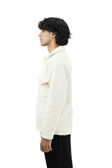 Turbo Pocket Style Sherpaa Fleece Light Weight Jacket In Beige