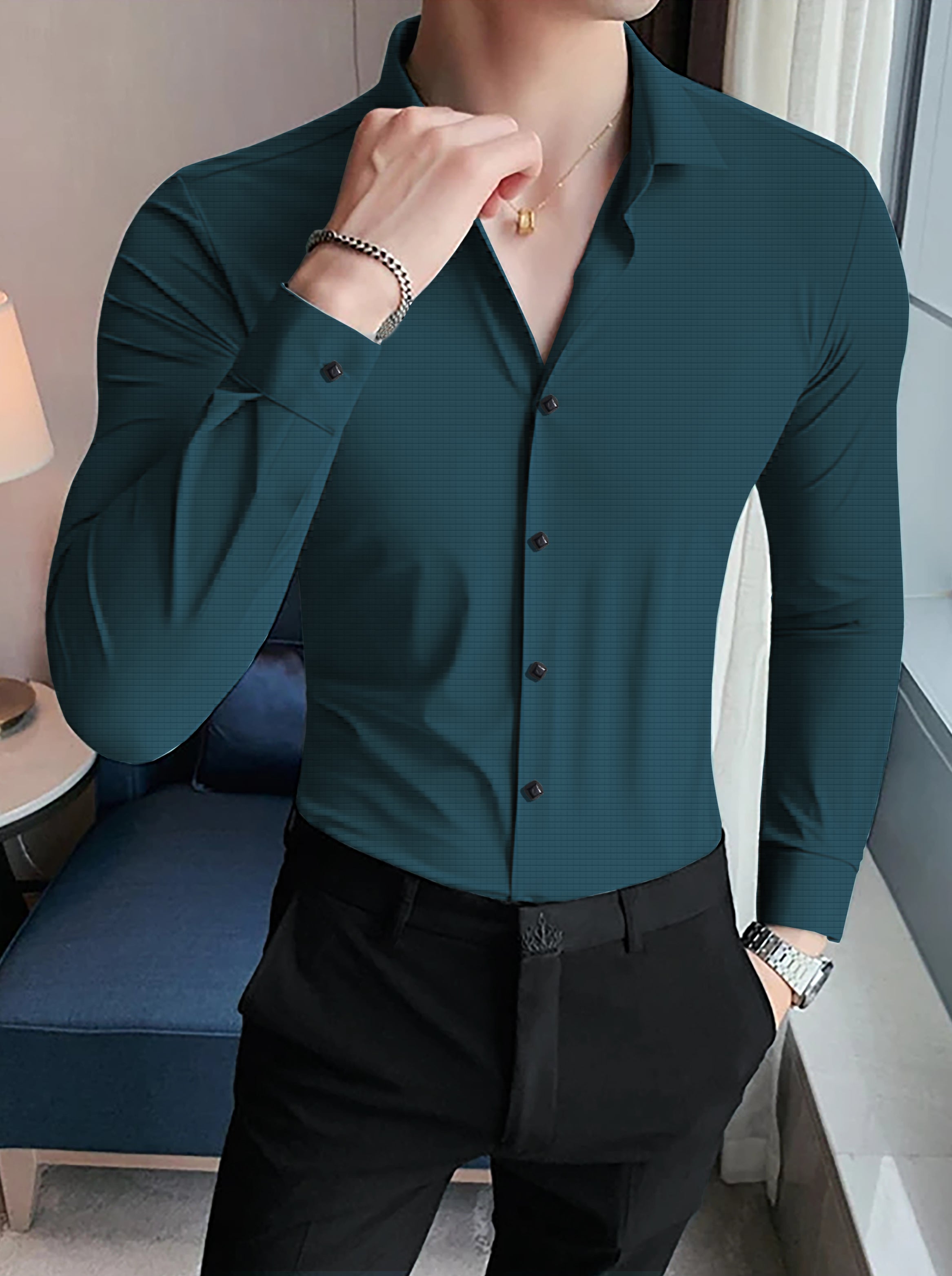 Versatile Smooth Texture High Elastic Full Sleeve Shirt