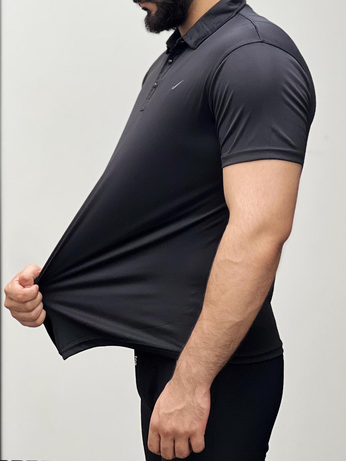 Dry Fit Polo With Front Logo In Black