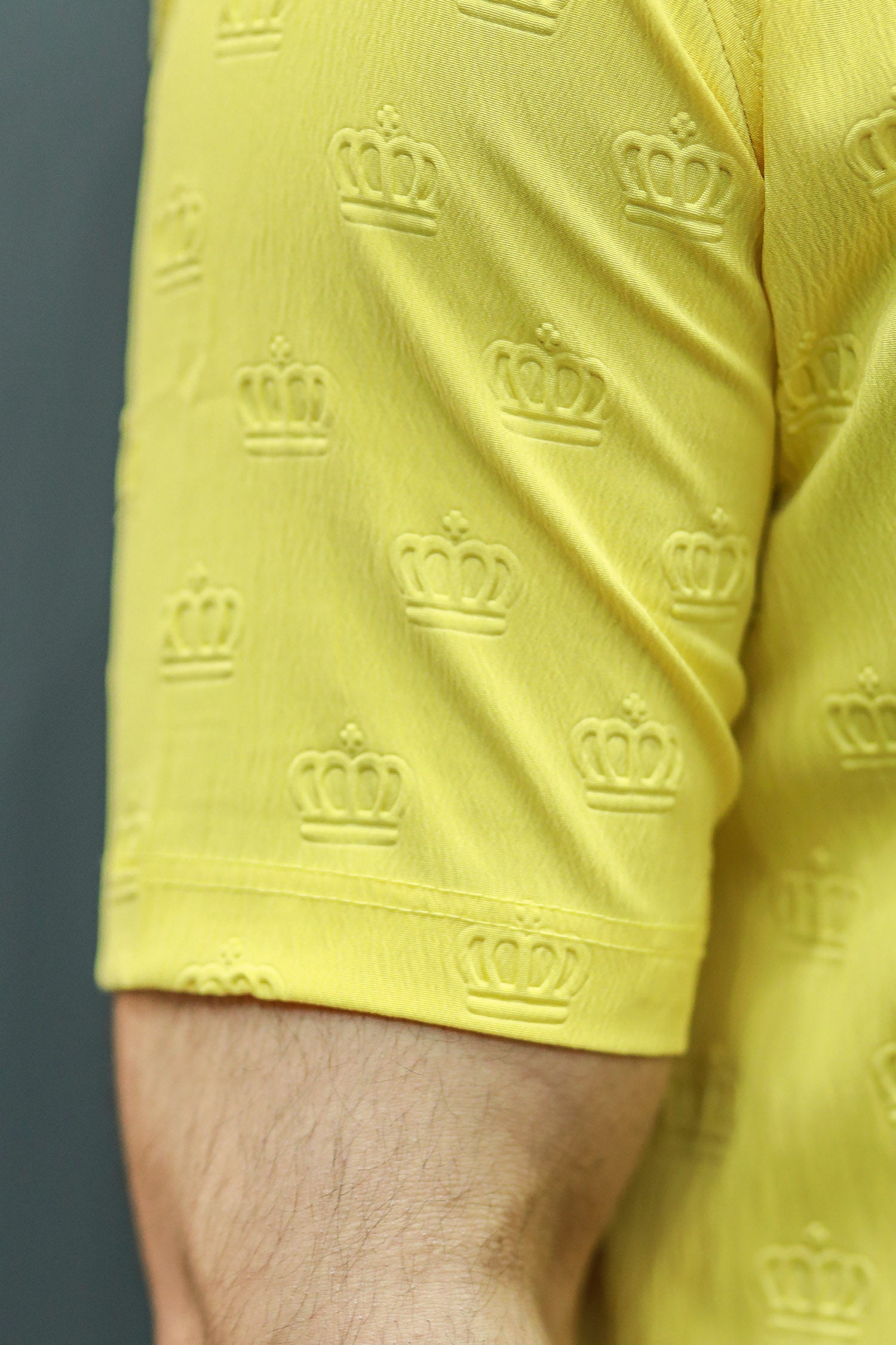 Embossed Crown All Over Casual Shirt In Light Yellow