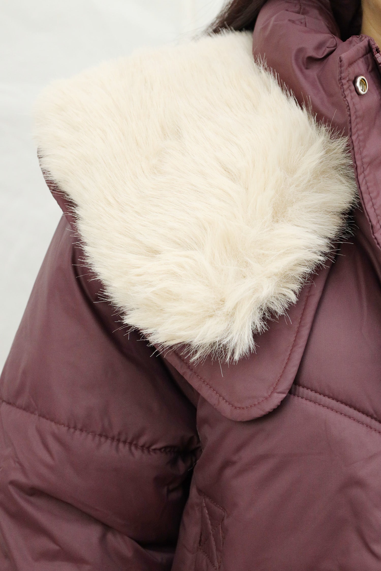 Fur Collar Trimmed Quilted Women Imported Puffer Jacket