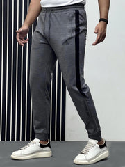 Men Imported Trouser With Reflector Logo In Charcoal Grey