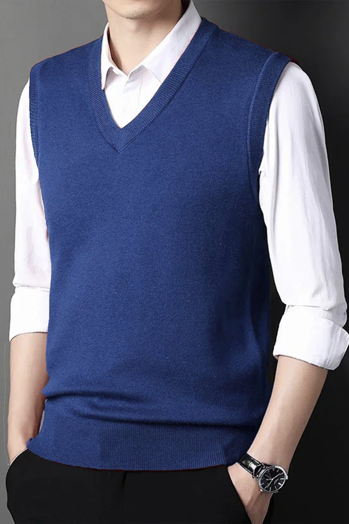 Comfy Glamour V-Neck Rabbit Wool Men's Sweater