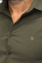 Burby self Texture Men Casual Shirt In Camo Green