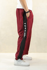 Turbo Side Panel Full Zipper Micro Baggy Trouser In Maroon
