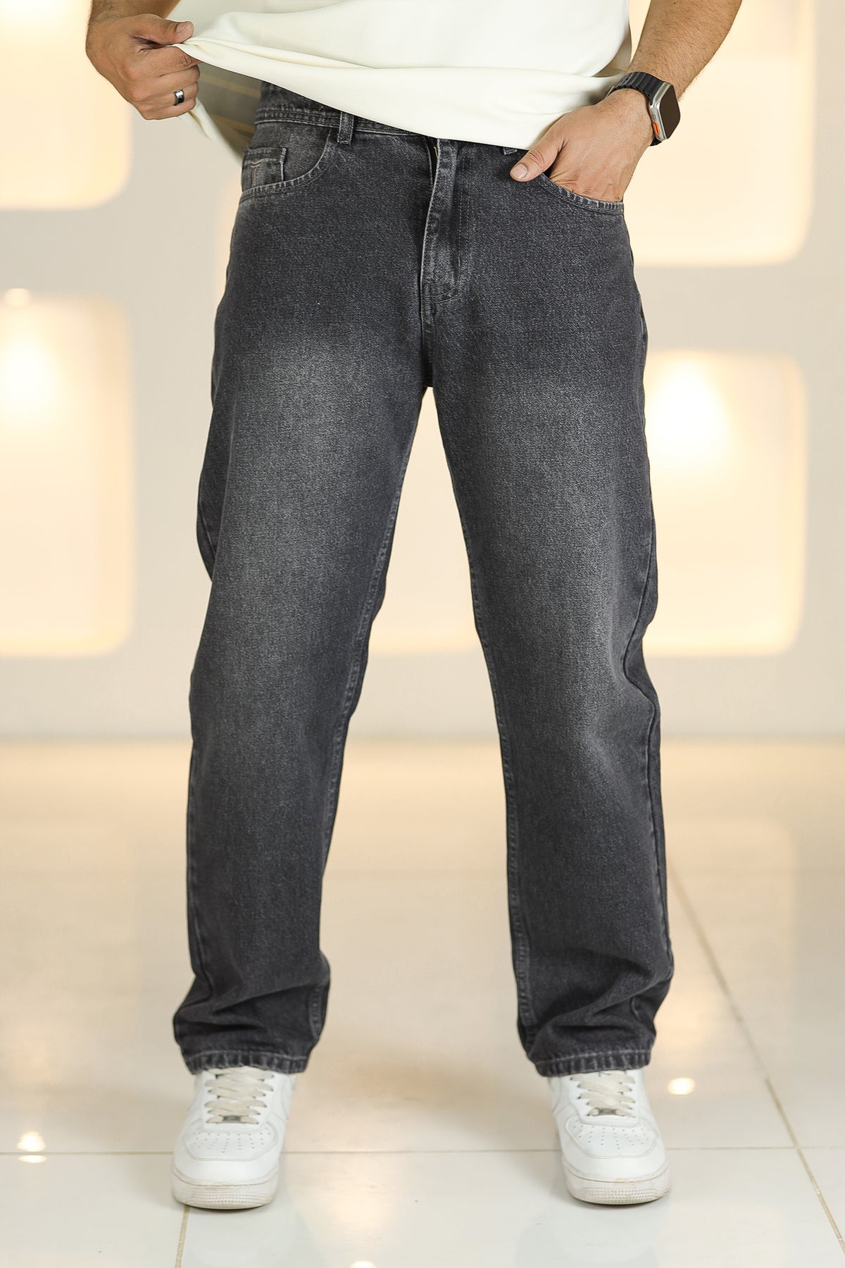 Loose Fit Choice Turbo Jeans in Charcoal Grey