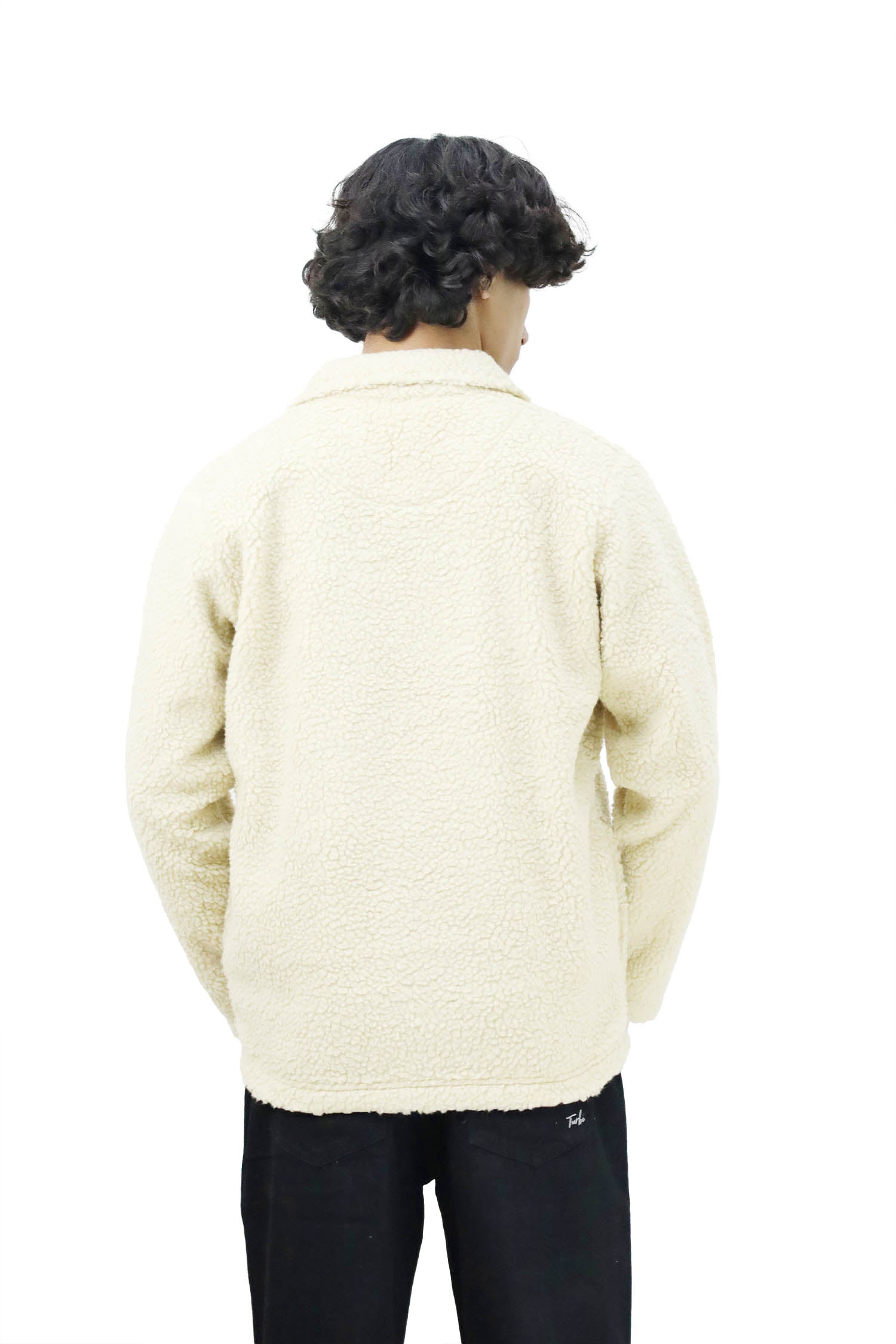 Turbo Pocket Style Sherpaa Fleece Light Weight Jacket In Beige