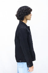 Slim Fit Front Pocket Style Denim Jacket in Black