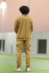 Turbo Collar Style Men Zipper Tracksuit in Camel