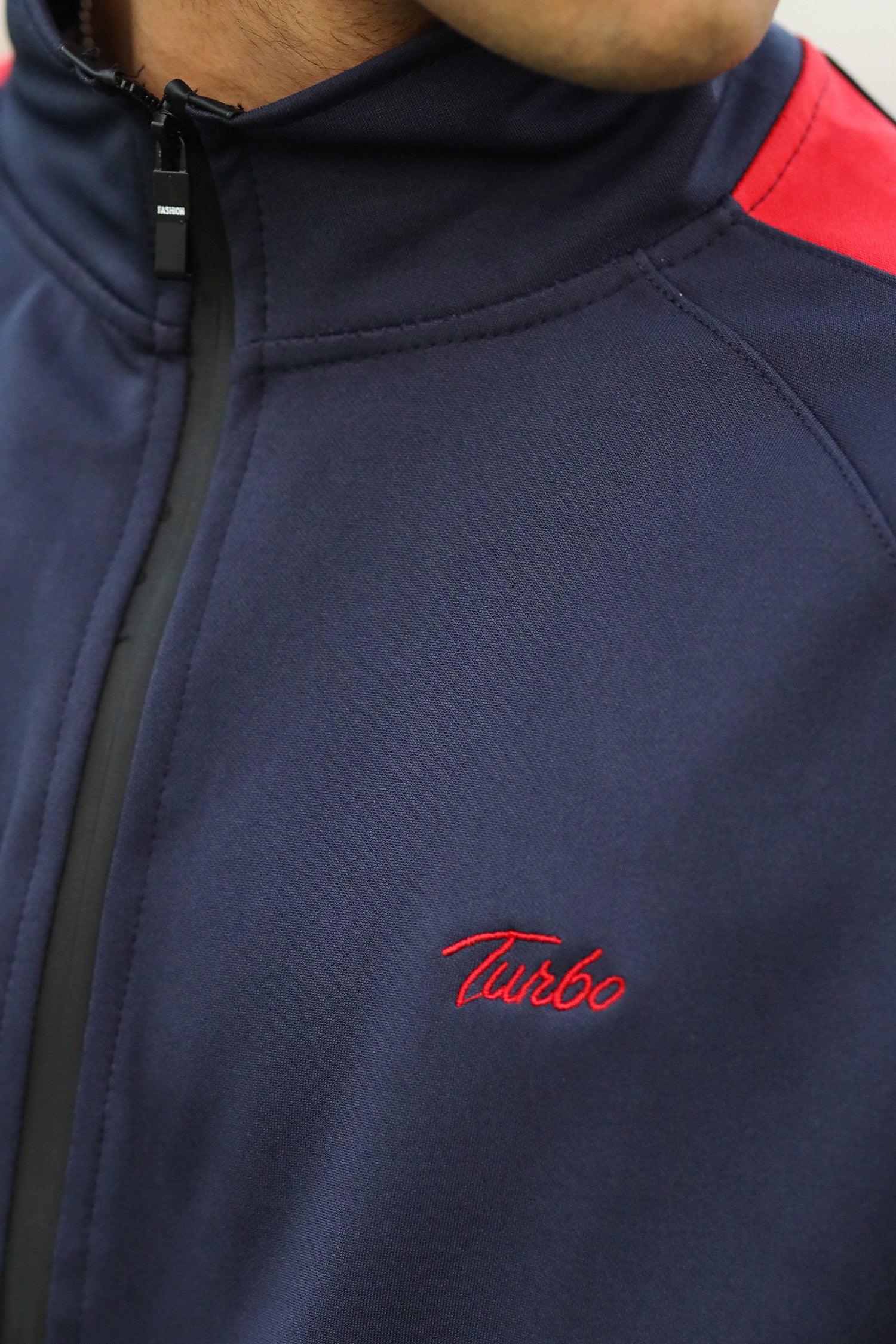 Turbo Panel Line Men Zipper Tracksuit In Navy Blue