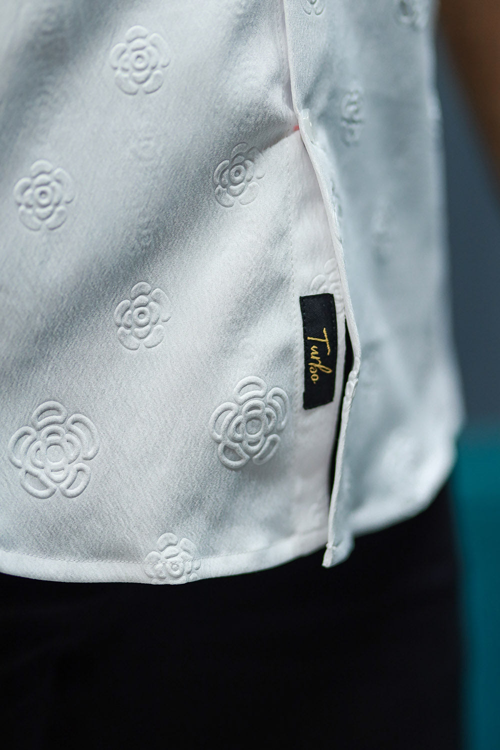 Embossed Floral All Over Casual Shirt In White