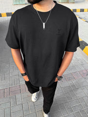 Self Texture Turbo Signature Regular Fit T-Shirt In Black