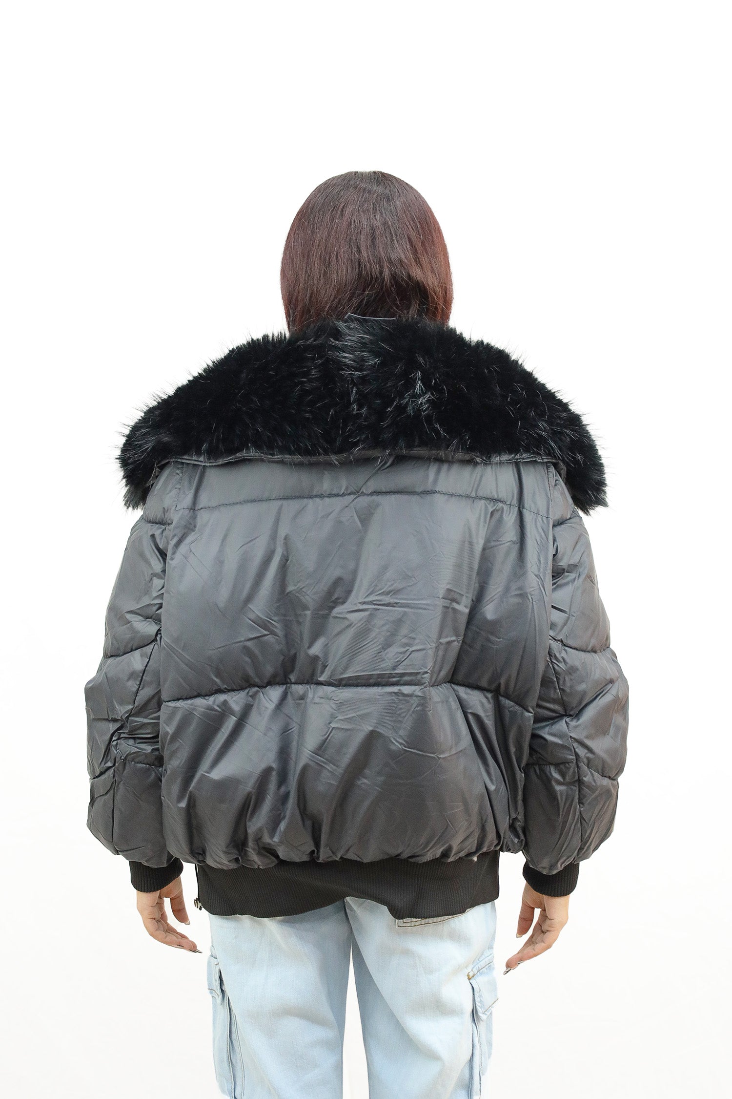 Trendy Fur Trim Bomber Women Imported Puffer Jacket