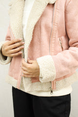 Glamorous Sherpa Inside Panel Women Imported Suede Jacket