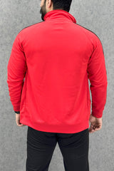 Adds Arm Pocket Style Men Zipper Upper In Red