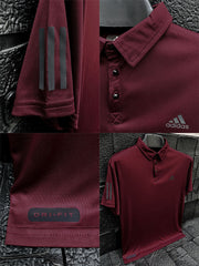 Cropped Collar Dry Fit Polo In Maroon