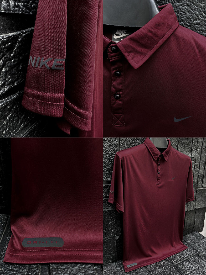 Dry Fit Polo With Front Logo In Maroon