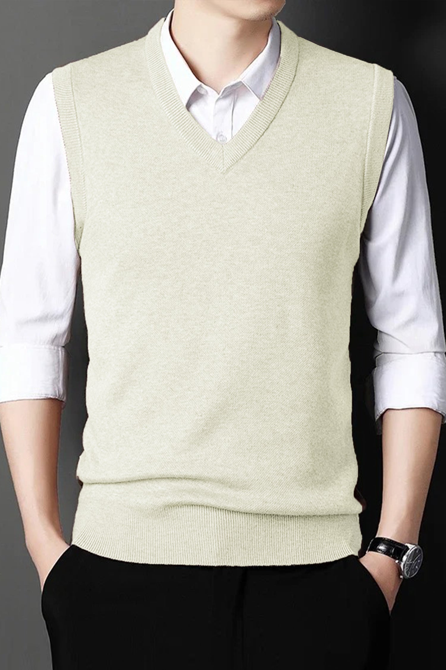 Comfy Glamour V-Neck Rabbit Wool Men's Sweater