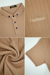 Self Design Turbo Logo Polo Shirt in Dark Skin