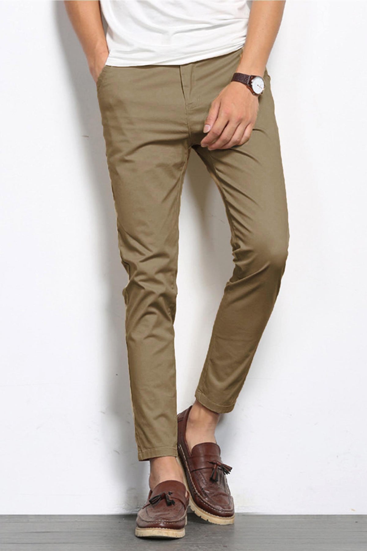 Self Texture Slim fit Cotton Pant