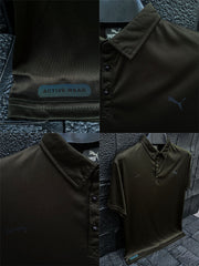Cropped Collar Dry Fit Polo In Green