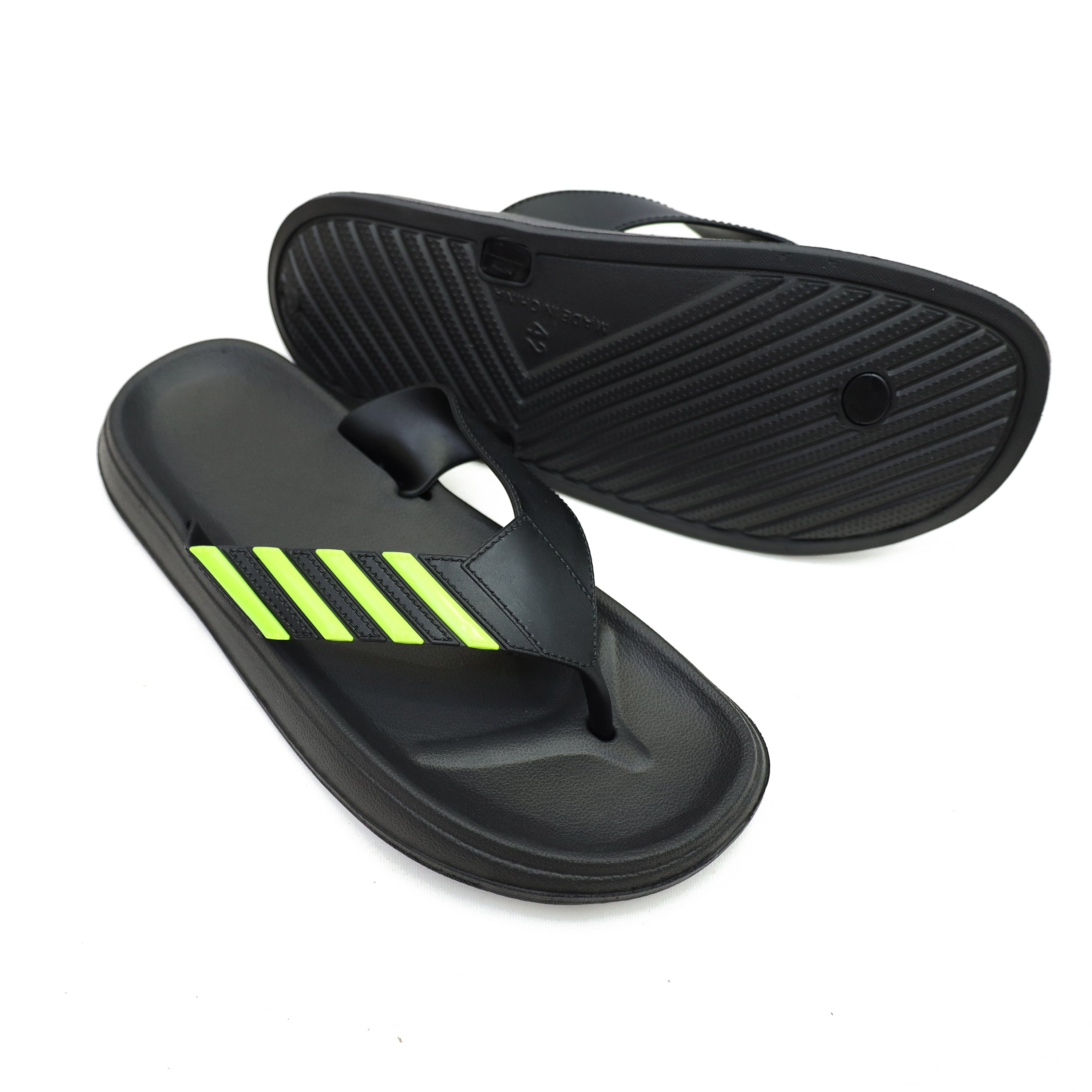 Stripe V-Shaped Straps Men Flip Flops in Black