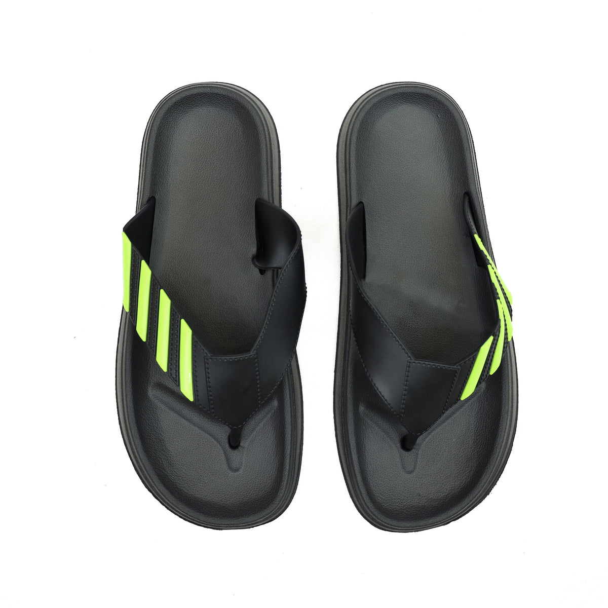 Stripe V-Shaped Straps Men Flip Flops in Black