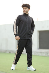 Turbo Panel Line Men Zipper Tracksuit In Black