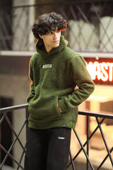 Turbo Cozy Imported Sherpa-Lined Hoodie In Camo Green