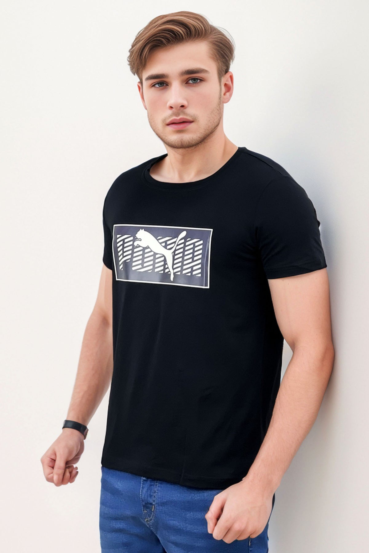 Puma Printed Logo Round Neck T-Shirt