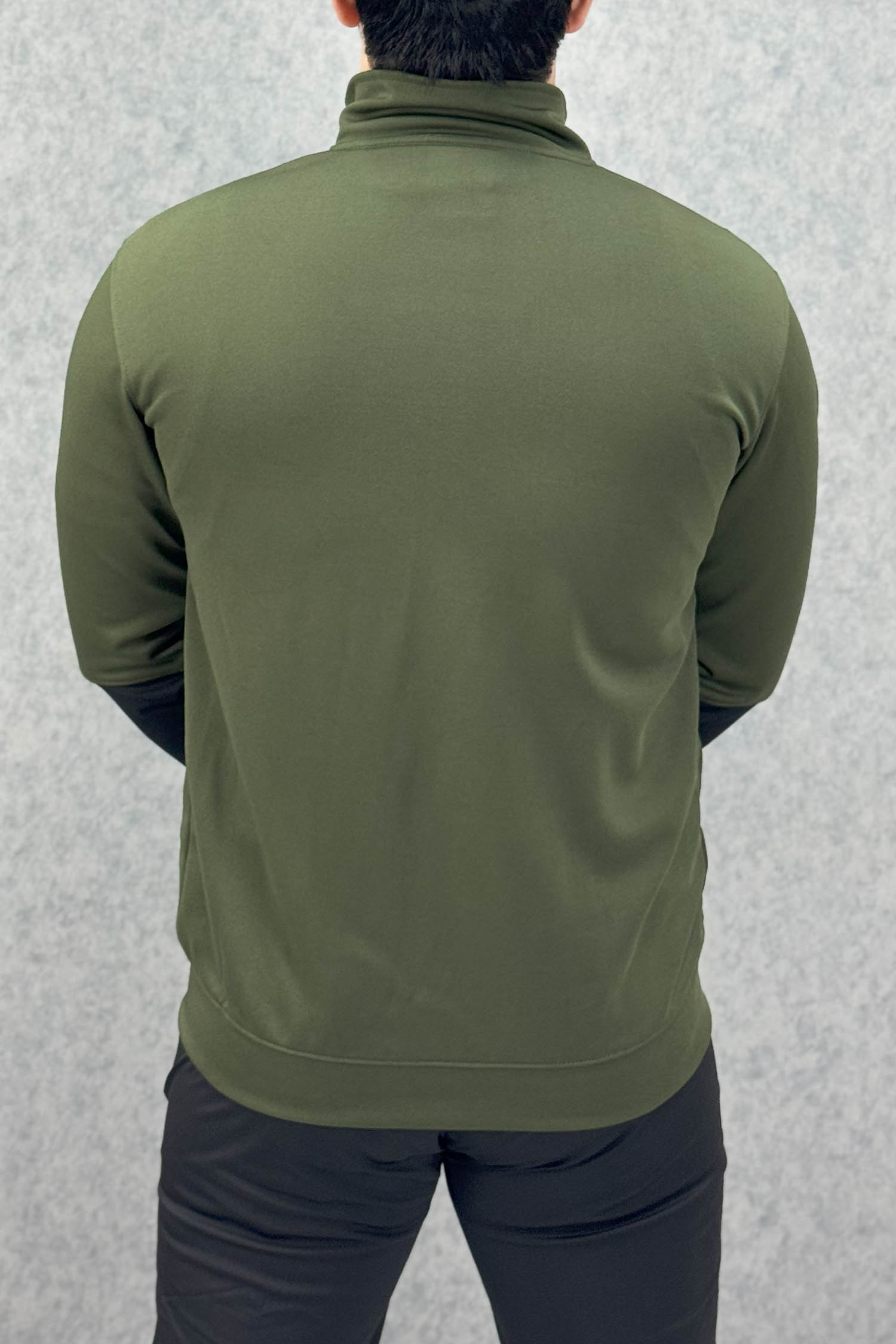 Pma Zipper Style Mock Neck Men Zipper Upper in Dark Green