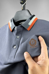 Turbo Patchwork Gradient Rib Men's Polo Shirt In Grey