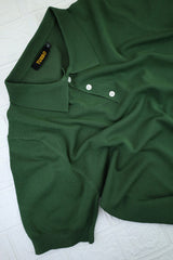 Cropped Collar Plain Turbo Jumper Polo Shirts in green