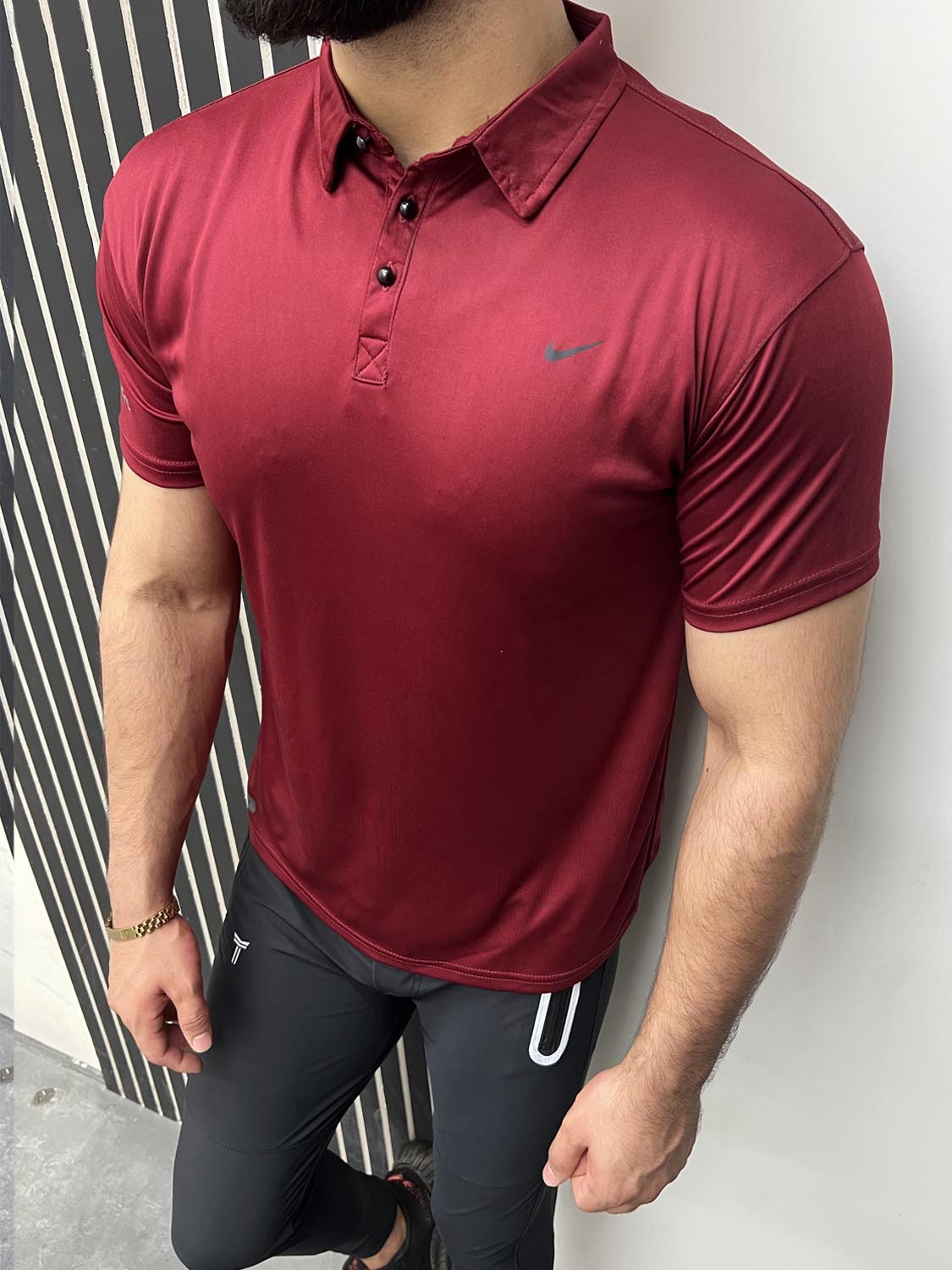 Dry Fit Polo With Front Logo In Maroon
