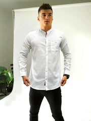Self Textured Cotton Shirt In White