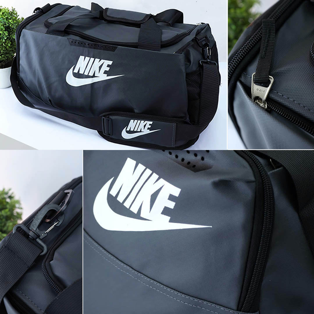 Nke Front & Back Logo Travel Bag In Grey