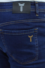 Light Faded Turbo Ankle Fit Jeans In Dark Blue